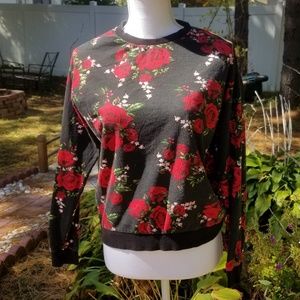 Red Roses Black Long Sleeve